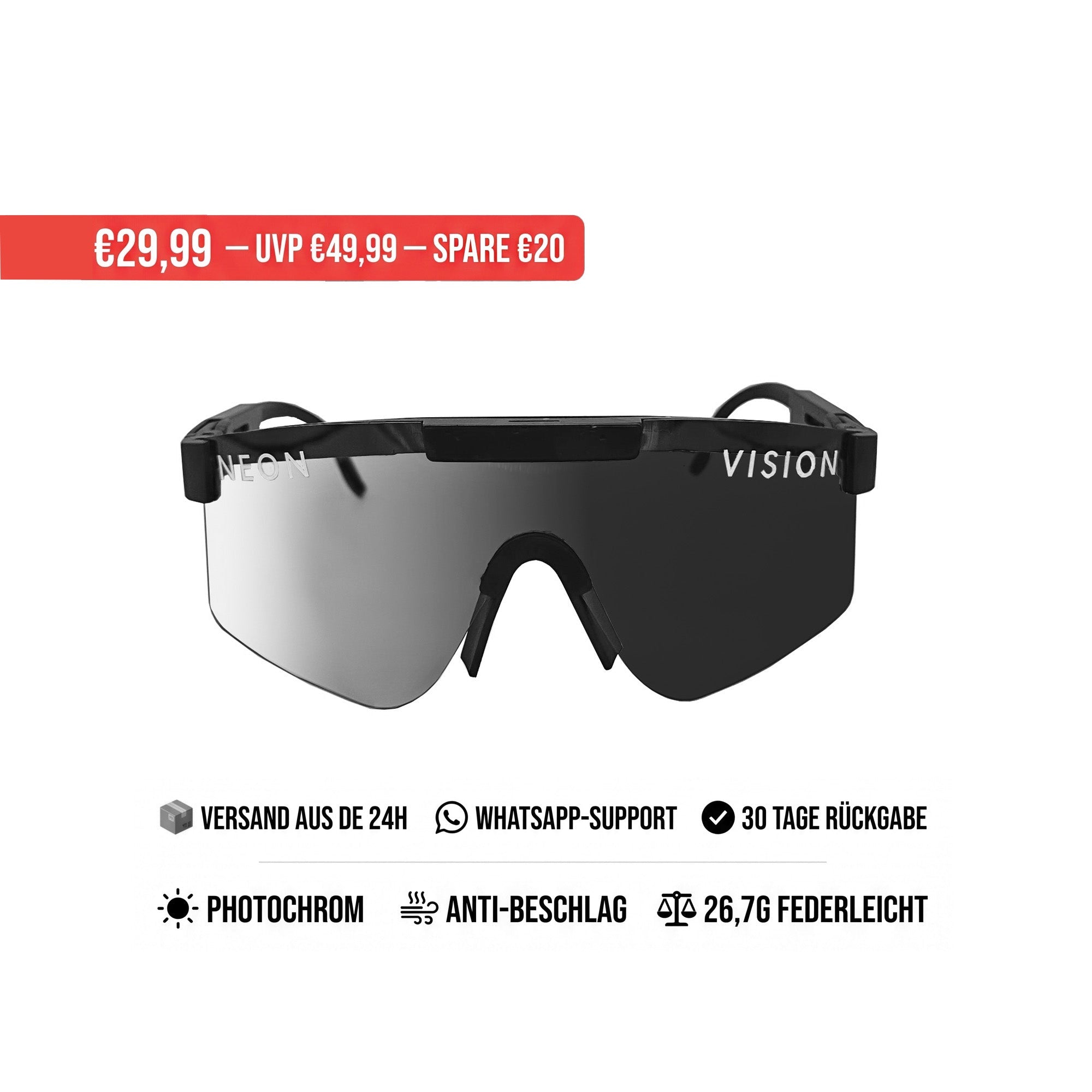 Sportbrille und Sonnenbrille Selbsttönend (Photochrom, ADAPT XS) UV-Schutz 400