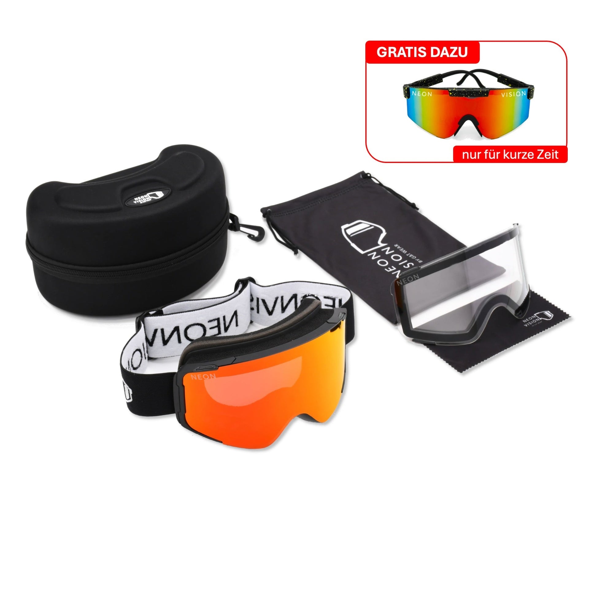 goggles funktioniert nicht Mountainbike FullFace Brille/Goggle mit Anti-Fog-Gläsern UV-Schutz OTG MTB Sportbrille für Helm Motorradbrille, Motocrossbrille, Skibrille NeonVision – GT Wear